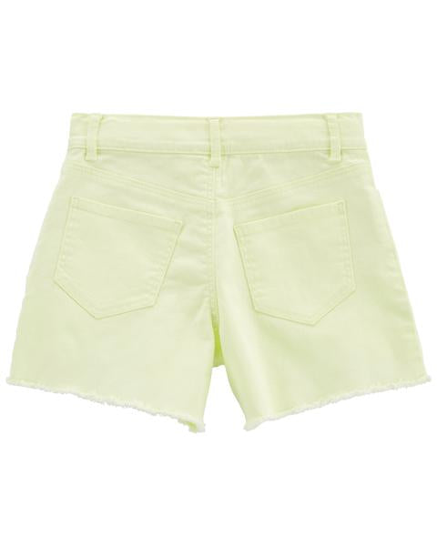 Oshkosh Kid Iconic High-Rise Midi Denim Short: Neon Twill Remix