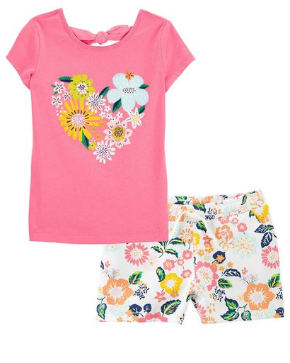 Baby Floral Bow Back Jersey Tee and Short Set