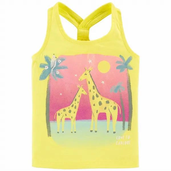Carter's Floral Giraffe Racerback Tank & Pull-On French Terry Shorts Set