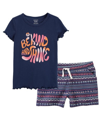 Toddler Girl Be Kind And Shine Jersey Tee and Short Set