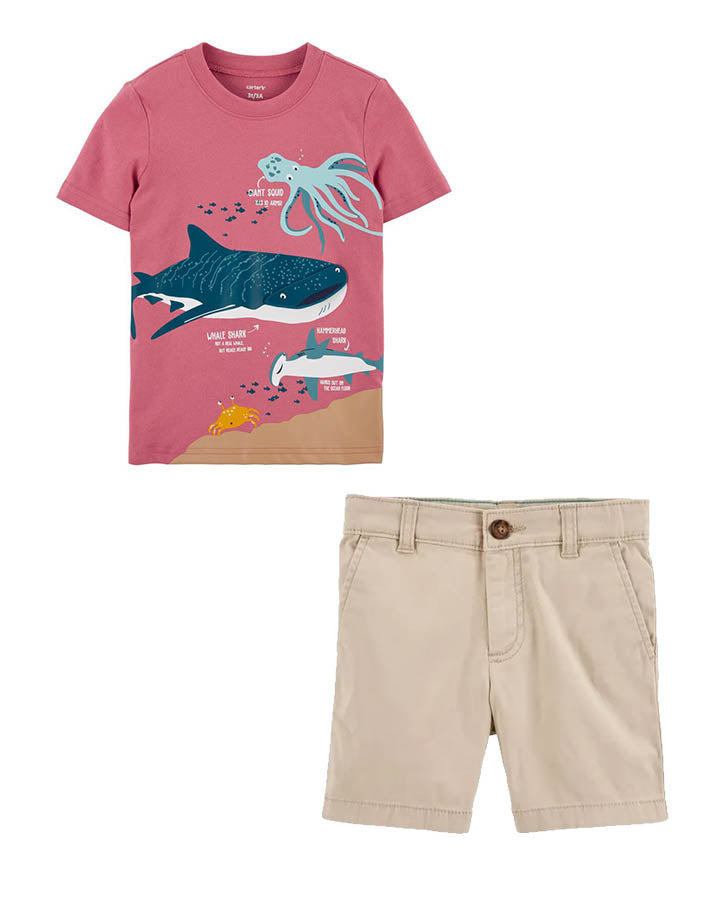 Carter's Sea Creatures Jersey Tee & Flat-Front Shorts Set