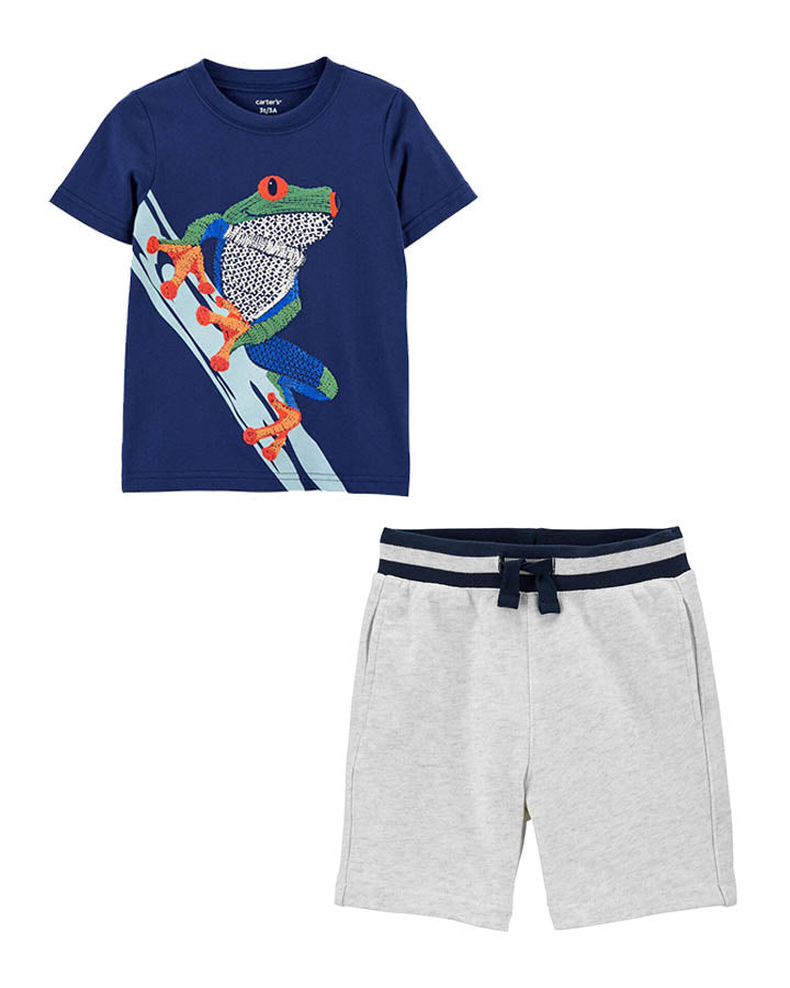 Carter's Frog Jersey Tee & Pull-On French Terry Shorts Set
