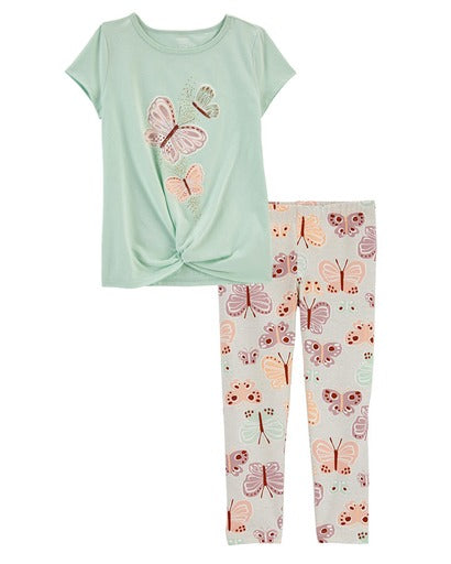 Girl Butterfly Jersey Tee and Legging Set