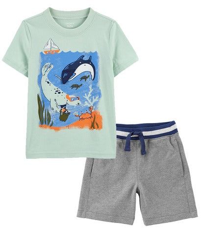 Carter's Baby Sea Animal Jersey Tee and Short Set