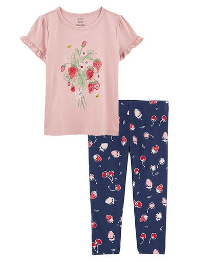 Baby Strawberry Jersey Tee and Legging Set